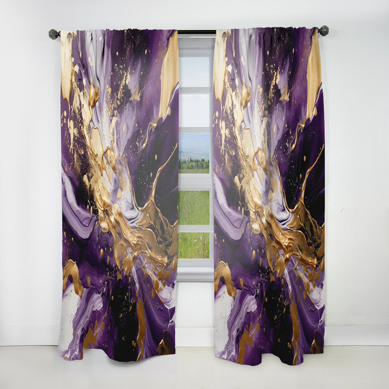 Mauve et mauve liquide Magic III - Rideau moderne - Velours obscurcissant - 1 panneau, L 52 po x L 84 po