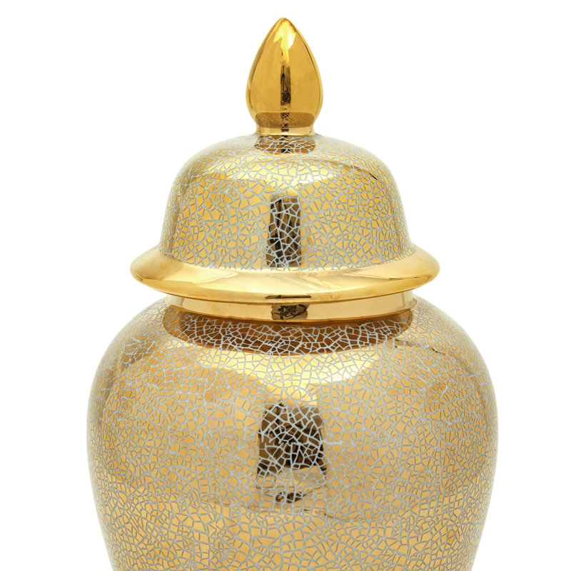 Timeless Chinese Temple Jar, Gold Crackle, 18"