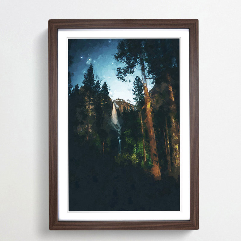 Waterfall Forest - Picture Frame Graphic Art Print, Walnut, 91cm H x 60cm W x 2cm D