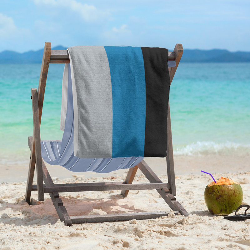 Beach Towel, Navy/Light Blue/Silver