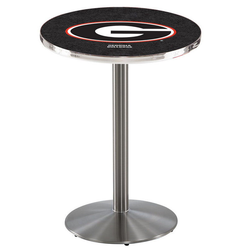 Round Metal Base Dining Table, Stainless Steel, University of Pittsburgh