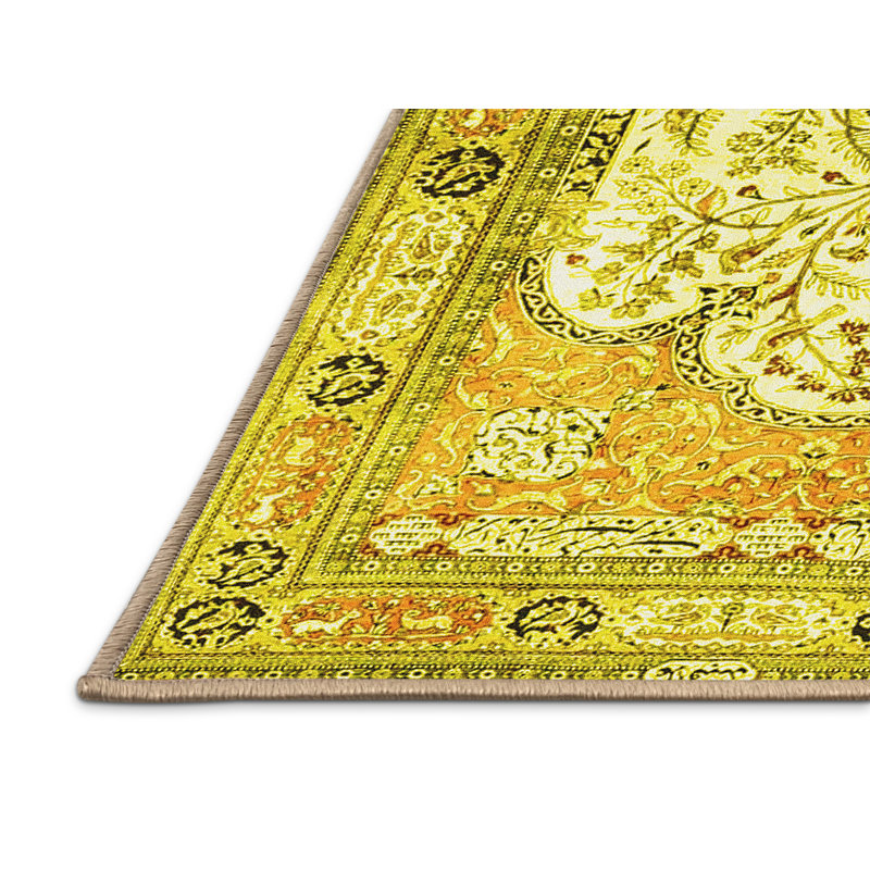 Tapis traditionnels jaunes 4643, Rectangle de 5 pi x 8 pi