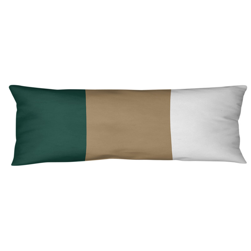 Oreiller de corps en polyester Adele 20 po x 54 po, Vert / milieu or