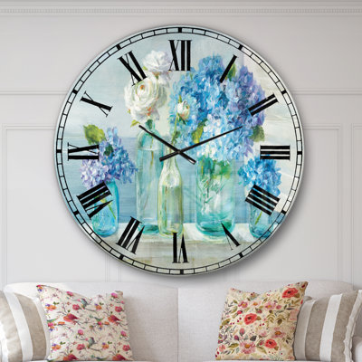 Coastl Flowers Bouquets - Coastal wall clock