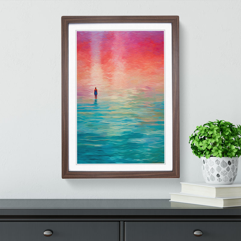 Swimming Colour Field Art - Framed Print, Walnut Framed, 34cm H x 25cm W