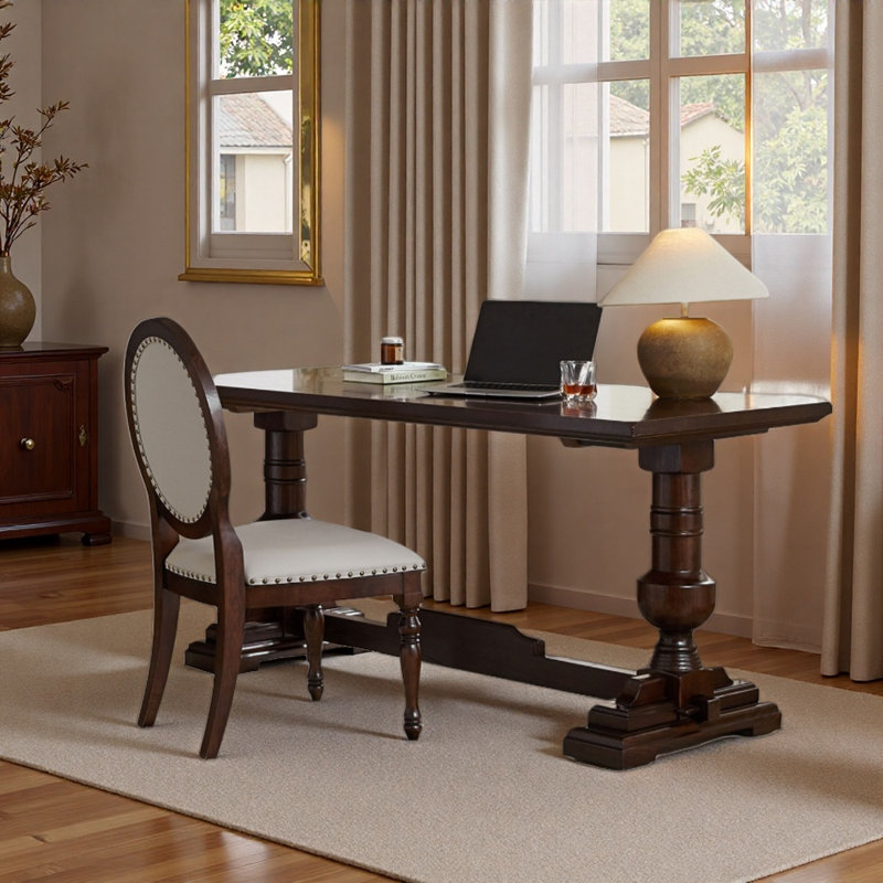 Ensemble de bureau et de chaises en bois massif de style américain