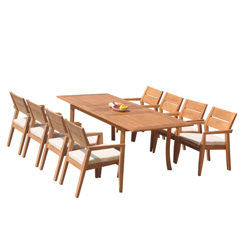 Vellore Teak Dining Set, 30.5" H x 94" L x 40" D , 8