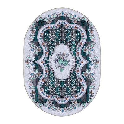 Stylish Woven Carpet (4.6 x 7.2 ft), 100% Polyester, 0.3 in Pile Height | Antibacterial & Non-Slip Underside, Machine Washable | Durable with 3D Digital Printing, Perfect for Living Room & Bedroom Decor