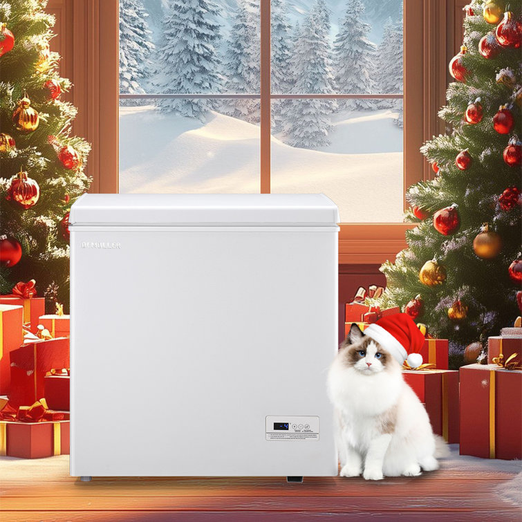 5.0 Cu.ft Chest Freezer with Intelligent Temperature Control(-15°F to 41°F), Top Open Door Deep Freezer with TWO Hanging Baskets and Side Defrost Water Drain