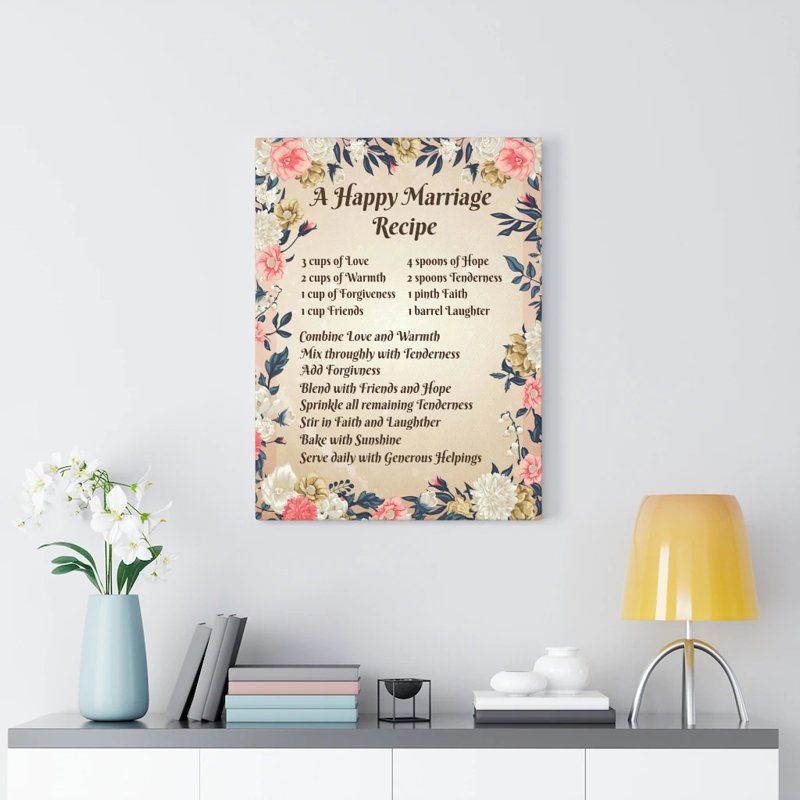 Happy Marriage Recipe - Wrapped Canvas Print, 61cm H x 46cm W