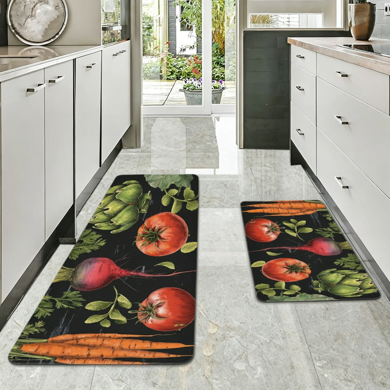 Tapis de cuisine rétro 2 pièces