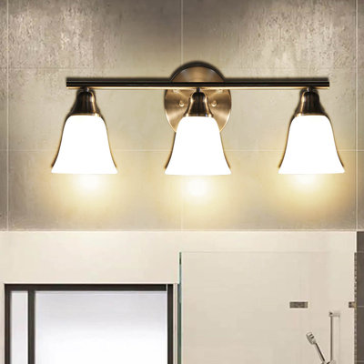 24 Inch 3-Light Brushed Nickel Vanity Light with Alabaster Glass Shade – Modern Bathroom Wall Sconce for Mirrorr