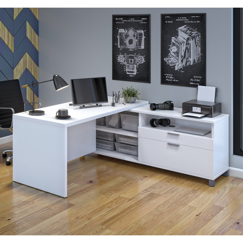 Ornello Reversible 72W L-Shape Executive Desk, White