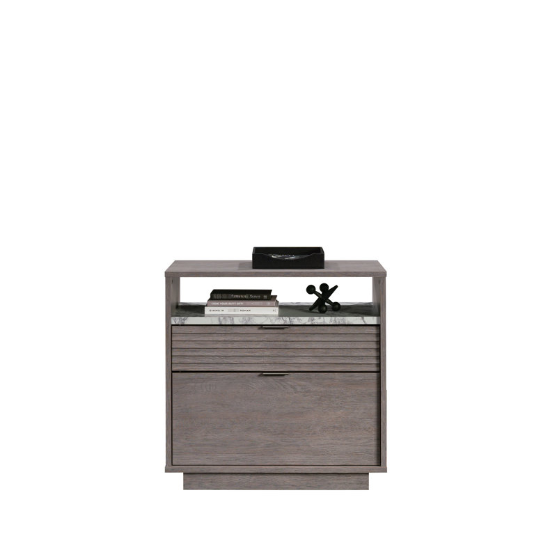 Classeur latéral gris moyen avec deux tiroirs pour le bureau à domicile, le salon ou le bureau, la lettre inférieure et les dossiers suspendus légaux, les fournitures de bureau supérieures, le bon fonctionnement, l'assemblage rapide, L 30,6 po