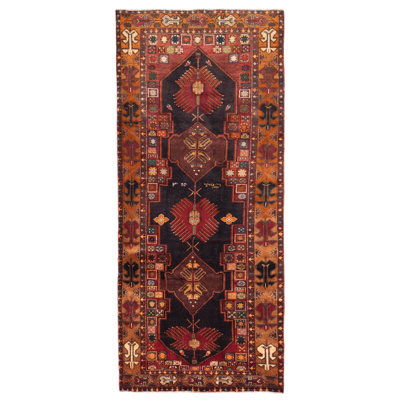 Tapis noir et rouge Konya Anatolian 3 pi 11 po x 9 pi 1 po