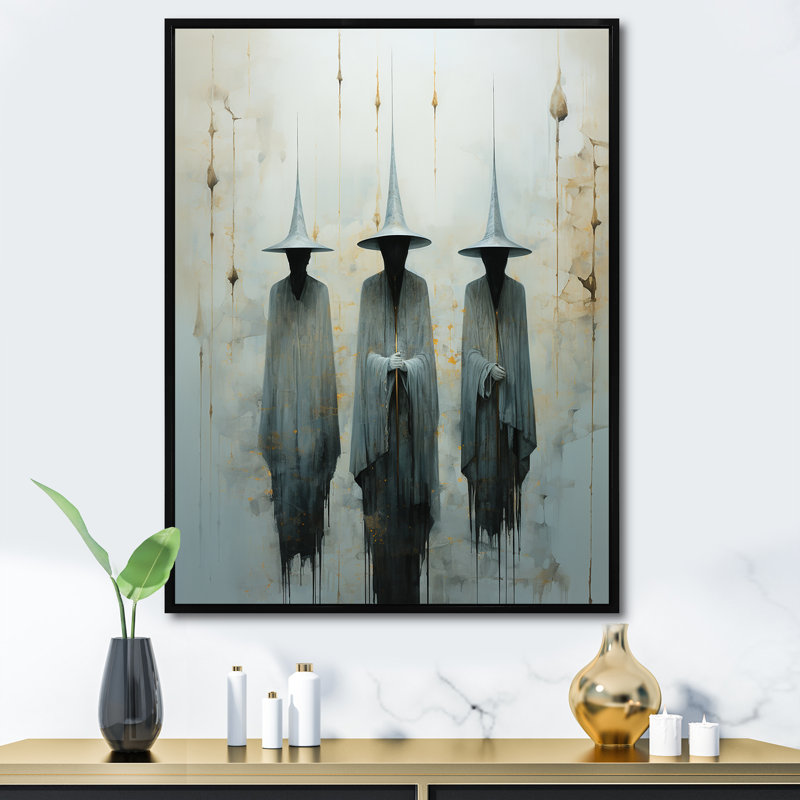 " Minimalism Witches ", 32" H x 16" W x 1" D, Black Floater Framed