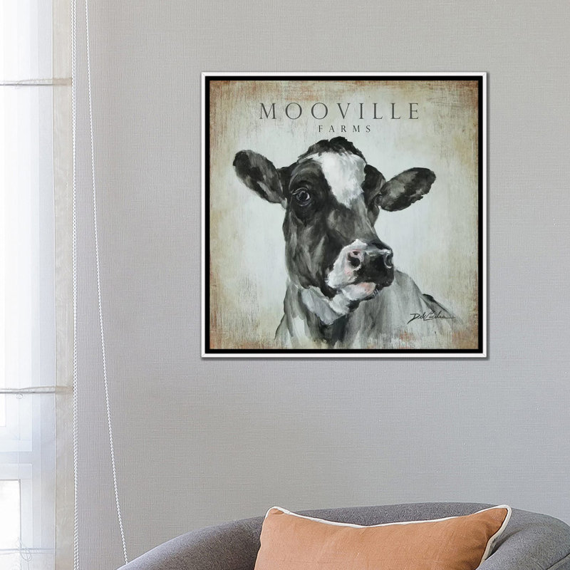 « MooVille Farms » par Debi coules-reproduction d’art, Aucun mat, H 26 po x l 26 po x P 1,5 po, Toile blanche encadrée