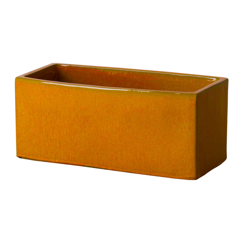 Pot à fleurs en argile, Jaune moutarde, H 11 po x l 24 po x P 10 po