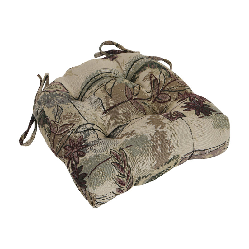 16-Inch Rounded Back Woven Tapestry Tufted Chair Cushions (Set Of 4)