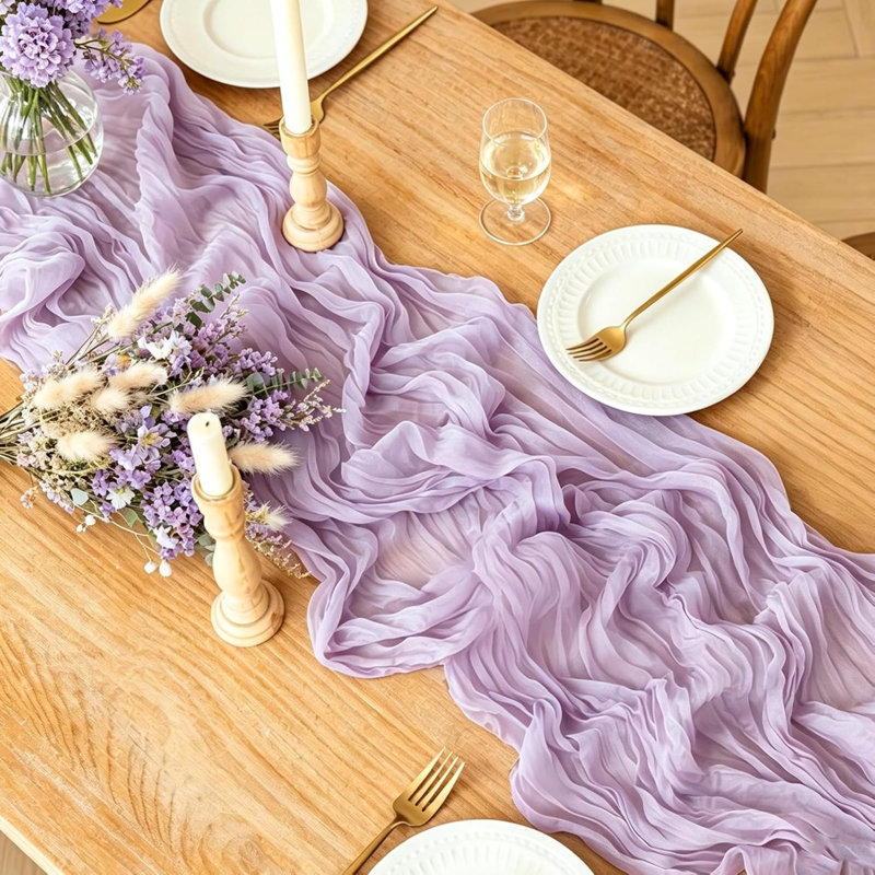 Chemin de table mauve, chemin de table 10 pi Boho lavande lilas