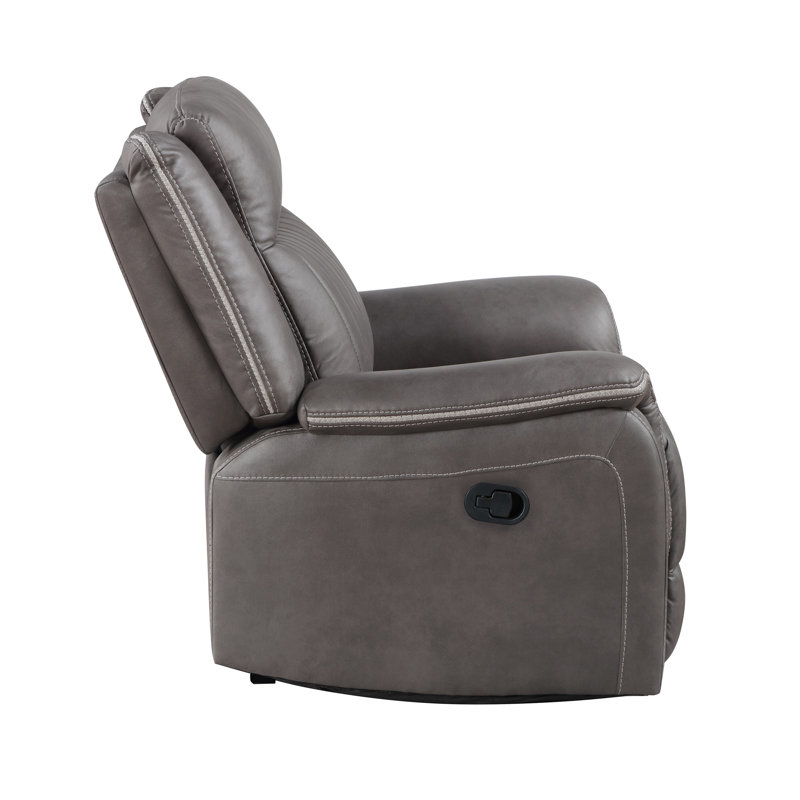 Viann Manual Glider Recliner Chair, Tufted Grey Polyester, Pillow Top