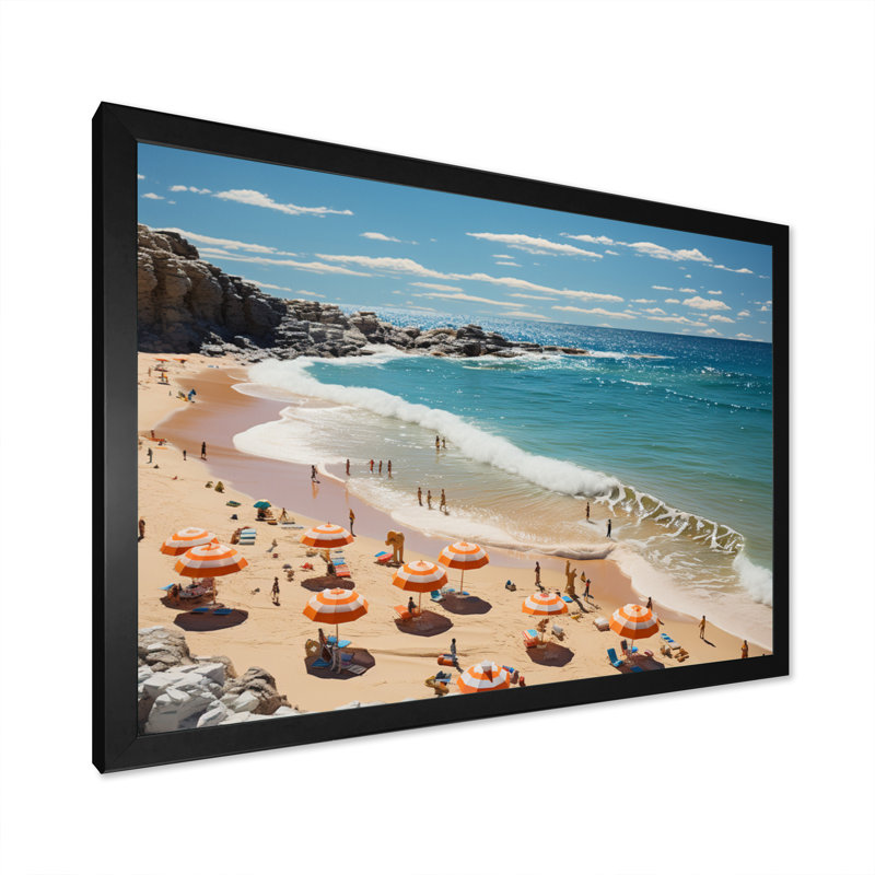 Beach Surfers Paradise I, reproduction d'art sur toile, H 24 po x l 32 po x P 1 po, Cadre photo noir