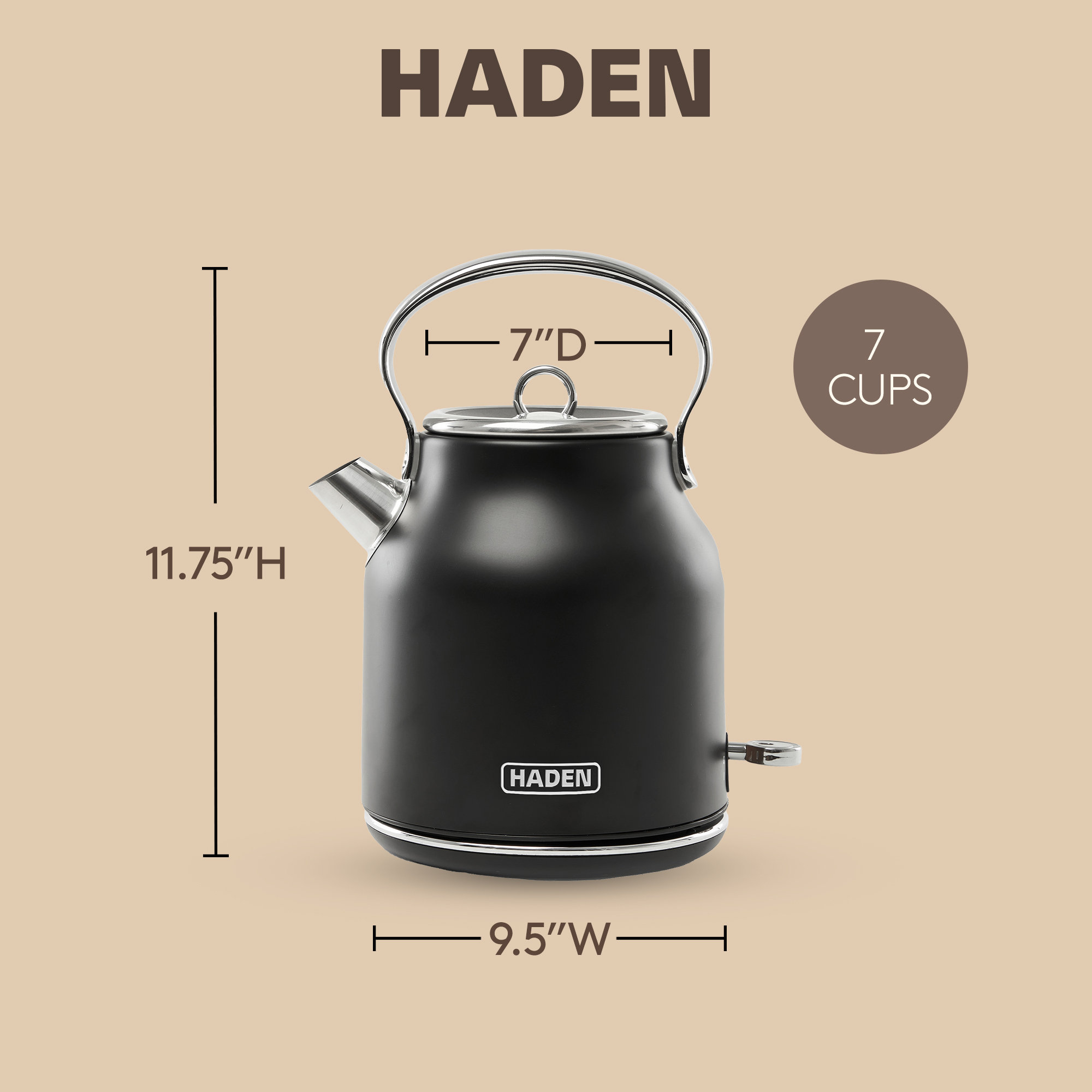 Electric Tea Kettle, Black/Chrome