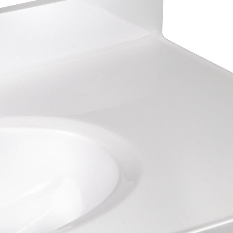 Dessus de meuble-lavabo en marbre de culture 31 po avec dosseret, ensemble amélioré, Blanc uni