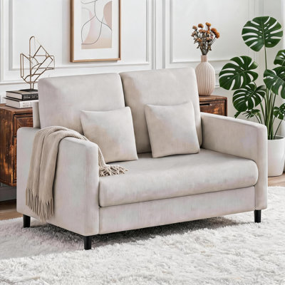 52" Upholstered Loveseat Sofa with 2 Pillows
