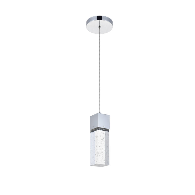 Luminaire suspendu rectangulaire unique à 1 lumière DEL Gonvick, Chrome