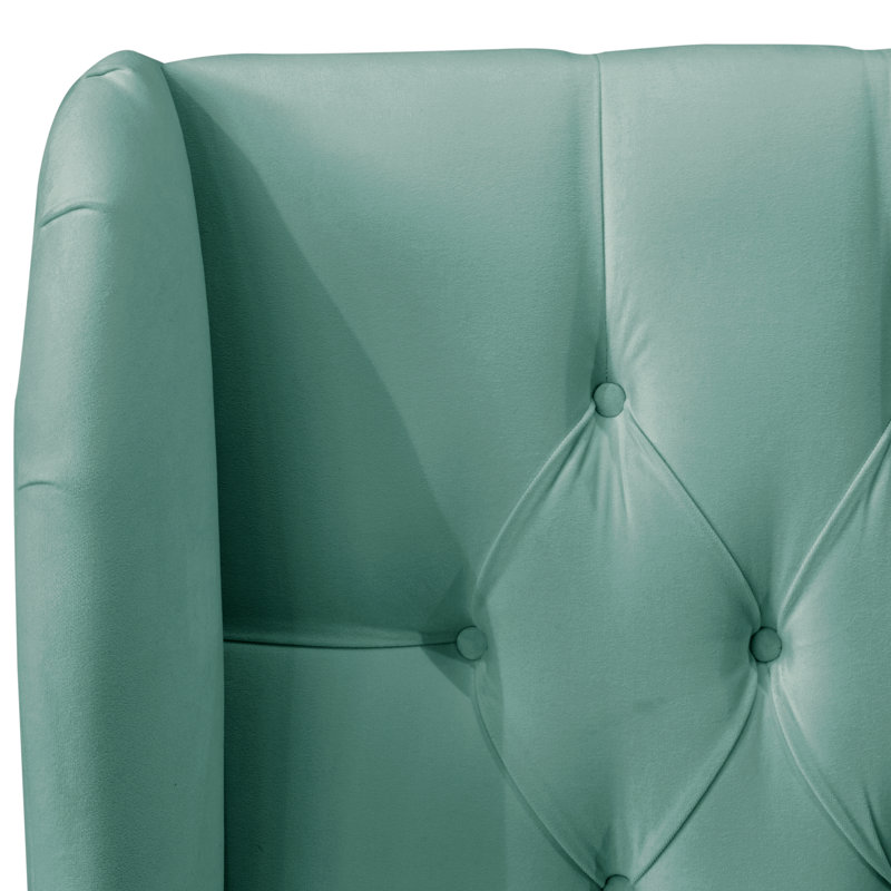 Upholstered Wingback Bed, California King, Shaana Indigo