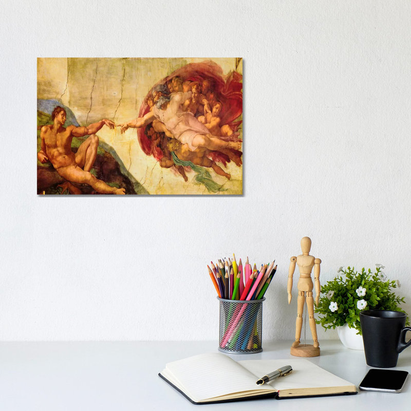 Creation Of Adam by Michelangelo - Wrapped Canvas Print, 20.32 cm H x 30.48 cm W, No Frame