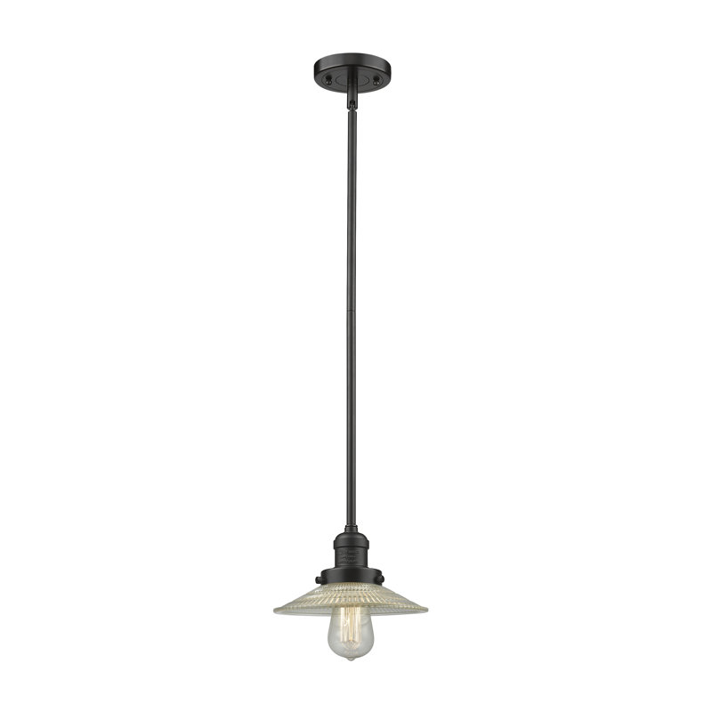 Luminaire suspendu conique à 1 lumière Gault, Bronze huilé, Transparent, Pas de DEL