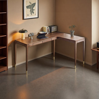 Élégant bureau de coin en bois massif de style rétro