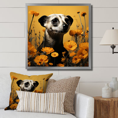 Suricate fleurs jaunes - art mural Meercat