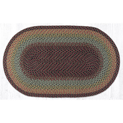 Tapis zone tressée en bourgogne/noir/sage