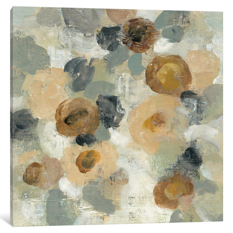 « neutral floral beige iii », reproduction d’art sur toile tendue, H 18 po x l 18 po x P 1,5 po