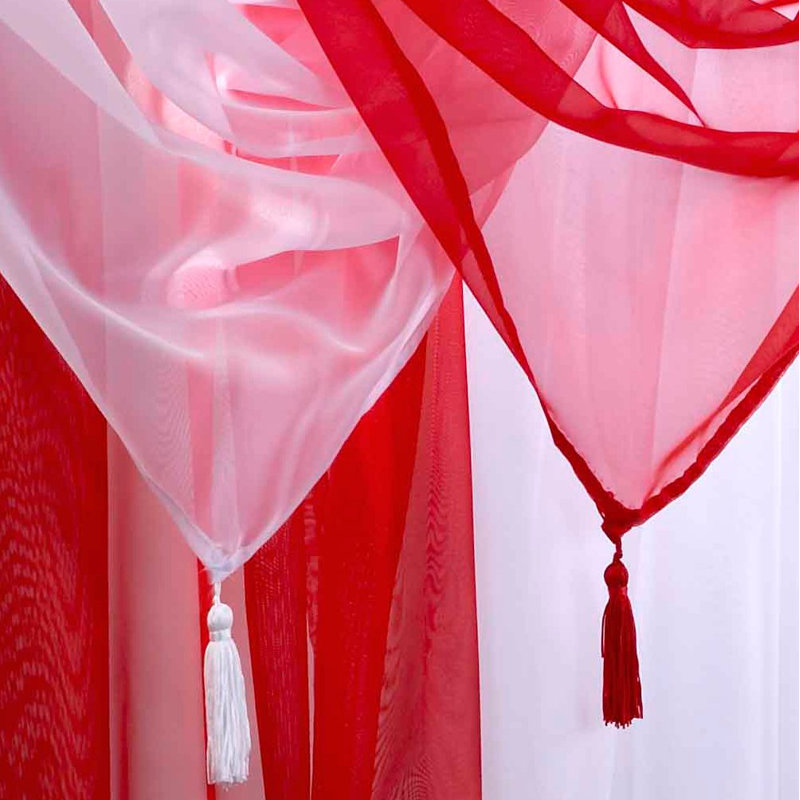 Hurtado Solid Colour Swag Window Pelmet, White/Red