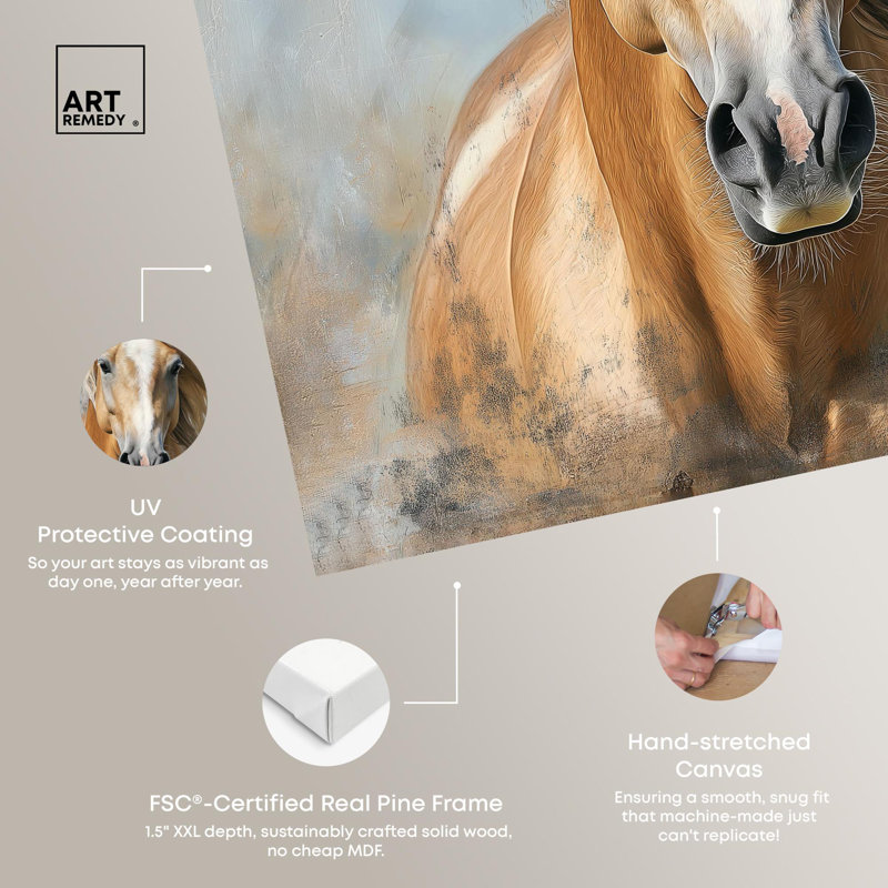 Rustic Brown and Beige Canvas Horse Wall Art, 12" x 12"