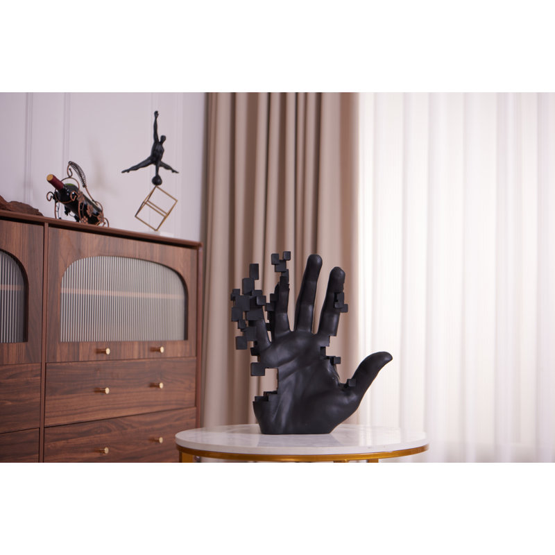 Pixel Hand Resin Sculpture, Black