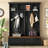 Black Farmhouse 4-In-1 Hall Tree, 55.9 Inch Wide Entryway Coat Rack With Wood Grain Bench And 2 Large Drawers, Ideal For Mudroom & Hallway-56044487