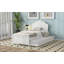 Lit plateforme simple en bois avec tête de lit et lit gigogne simple, blanc-173872317