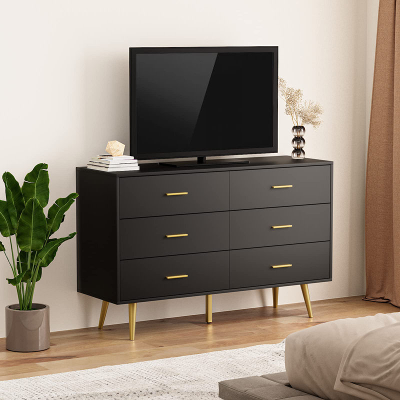 Commode 6 tiroirs Sejan, Noir