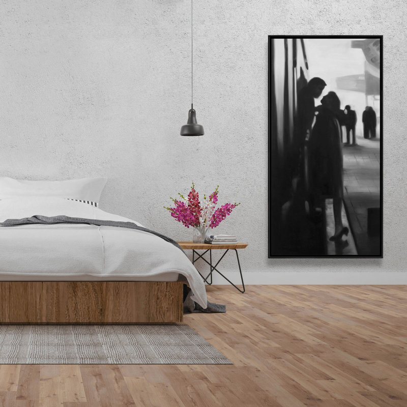 Couple at the train station - 24"x48" Framed canvas