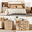 28" Fluted Night Stand & Modern Bedside Table, 3 Drawer Nightstand with Charging Station-506232601