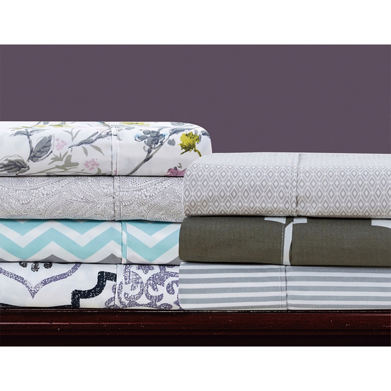 King Size Grey Trellis Egyptian Cotton Bamboo Sheet Set