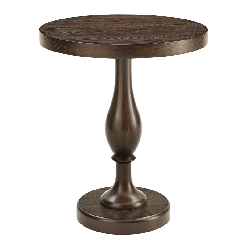  Solmere 22" Round Wood Pedestal End Table, Espresso, Brown