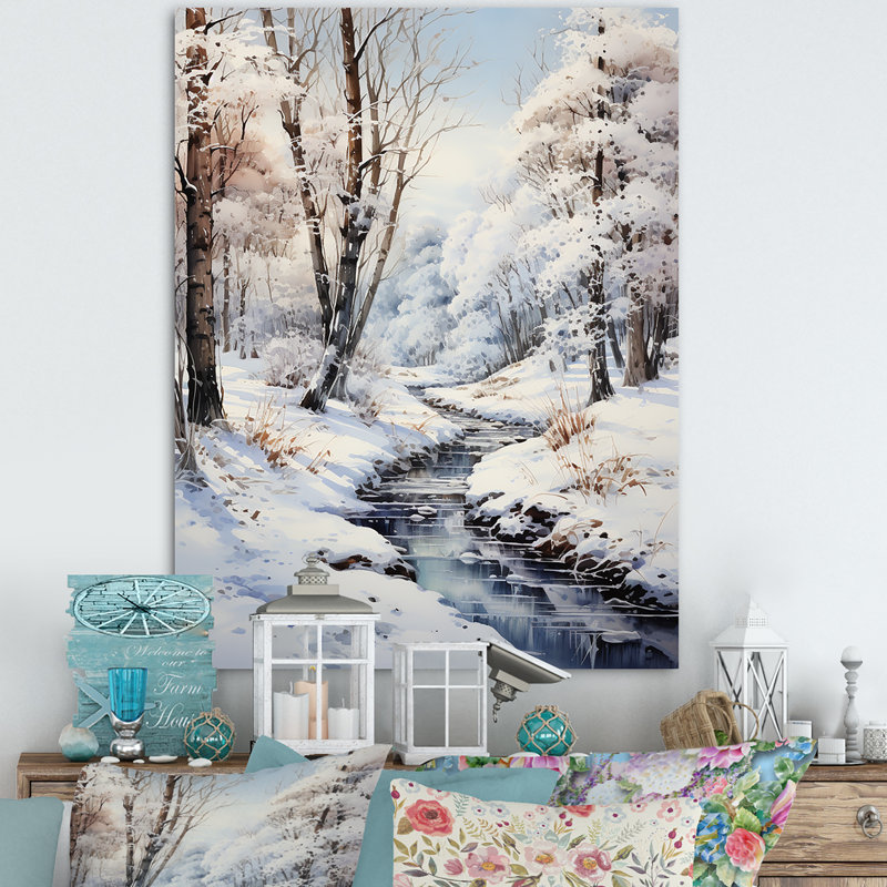 Snow Forest Wonderland - Imprimé, H 40 po x l 30 po x P 1,5 po, Toile tendue
