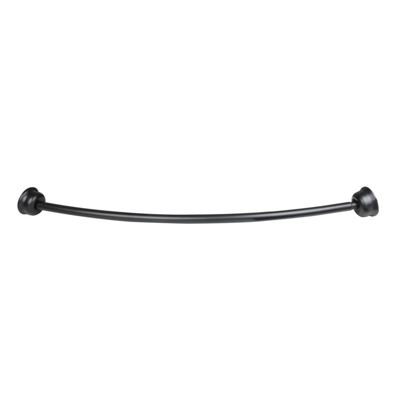 Black Aluminum 72" Curved Shower Rod with PEVA Liner
