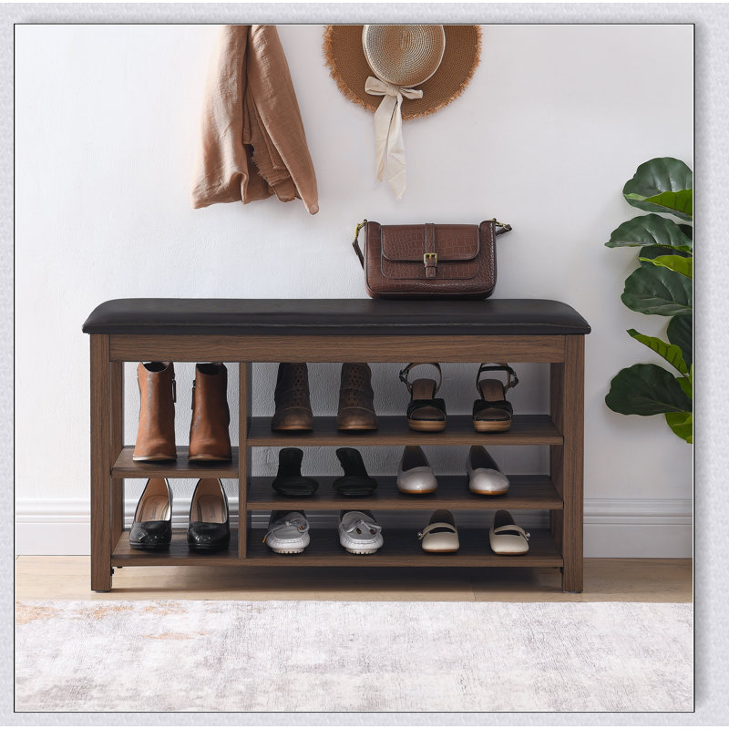 Height-Adjustable Long Shoe-Changing Bench with Concealed Storage and Comfortable Seating, Perfect for Entryways and Foyers